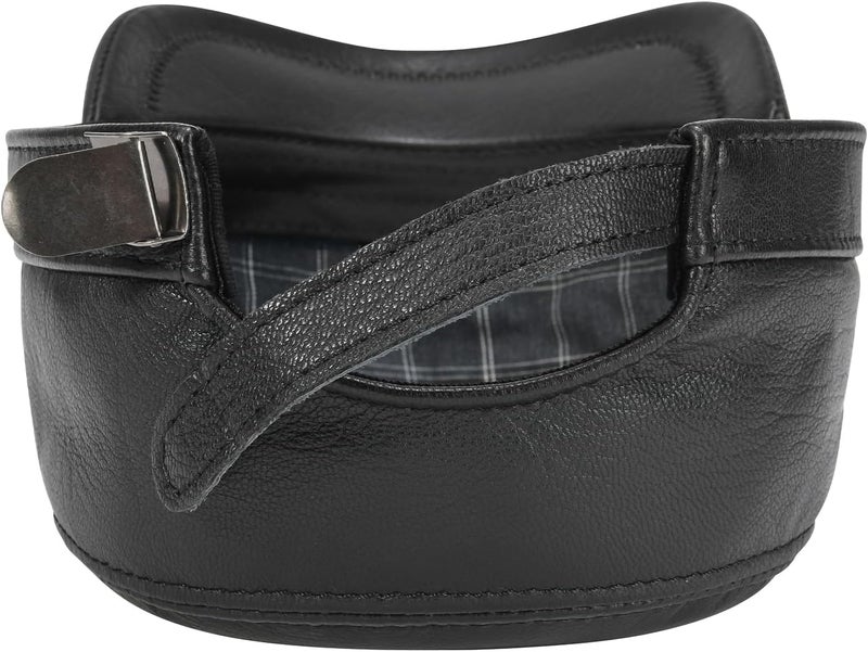 VOBOOM Leather Cadet Army Cap Adjustable Flat Top Military Style Hat for Men - Image 5